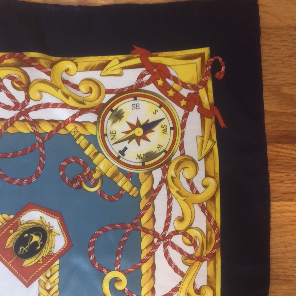 VTG Adana Nautical Theme Square Silk Hand Rolled Scarf - Picture 9 of 15